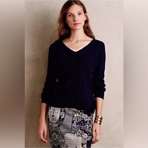 Anthropologie Moth navy blue tie back sweater Large